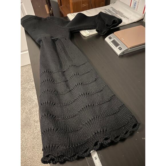 RED Valentino Sweater Womens 44 Black Wool Belted Button Front Long Cardigan - Picture 8 of 9